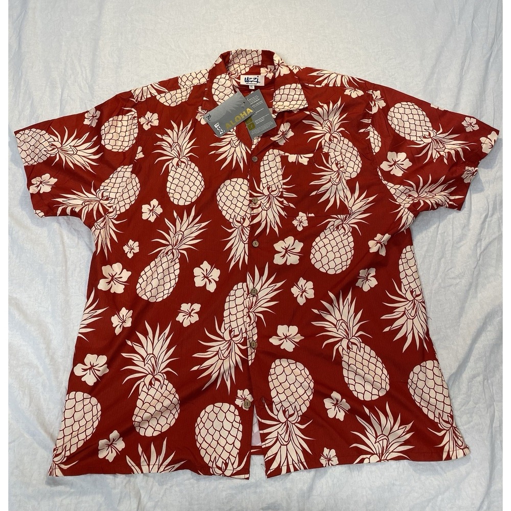 Uzzi Amphibious‎ Gear Hawaiian Aloha Shirt Mens XL Red Pineapple Tropical NWT